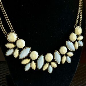 Cabochon Floral Tile Bib Choker Statement Necklace